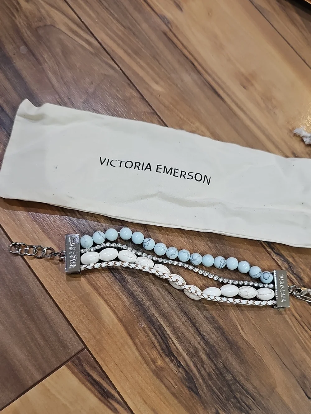 Victoria Emerson Layered White And Teal Bracelet